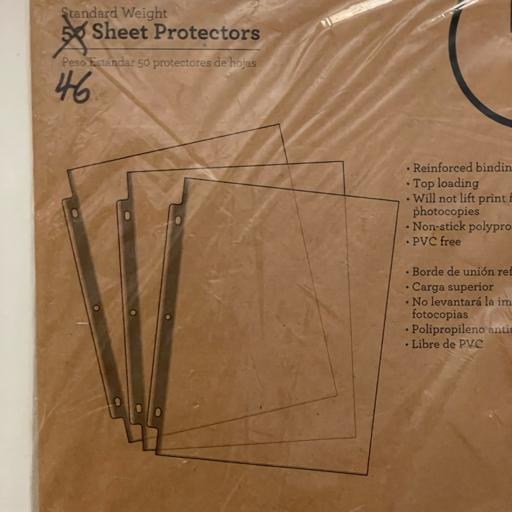 46 Pack Standard Weight Sheet Protectors